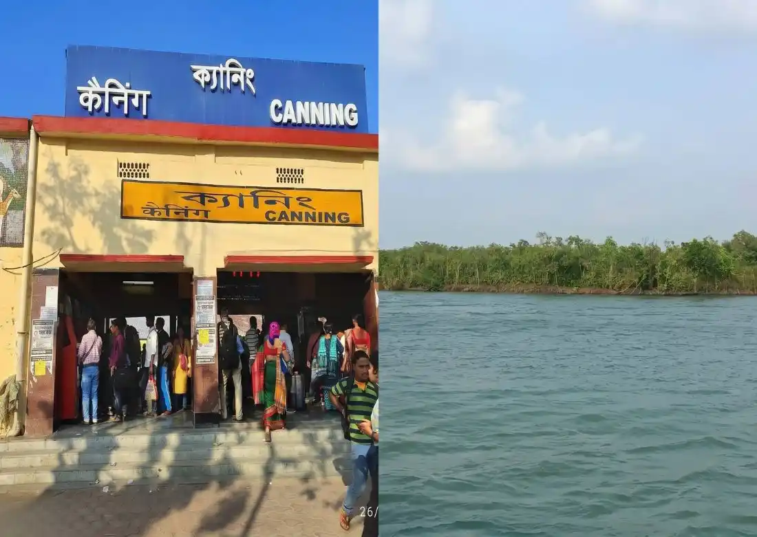 Canning railway station and Sundarban mangrove river forest representing Sundarban tour package from Canning