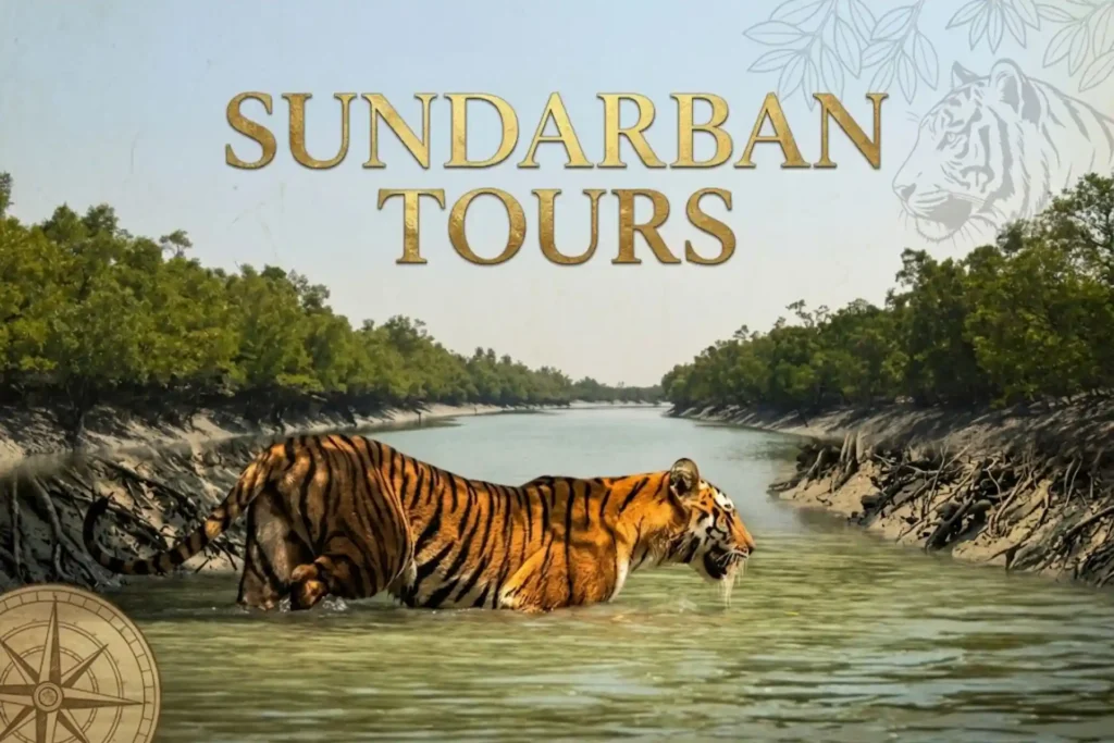 Royal Bengal Tiger beside Sundarban river representing Sundarban tours and wildlife experiences